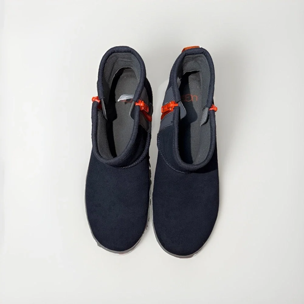 UGG Kids Classic Adler Side Zip Navy Blue Orange Suede Boots 1103641K Size 5Y